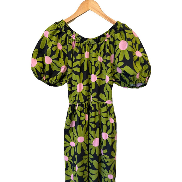 TOPSHOP Cotton Bold Daisy Cross Back Poplin Midi Dress (US/6) - Picture 3 of 8